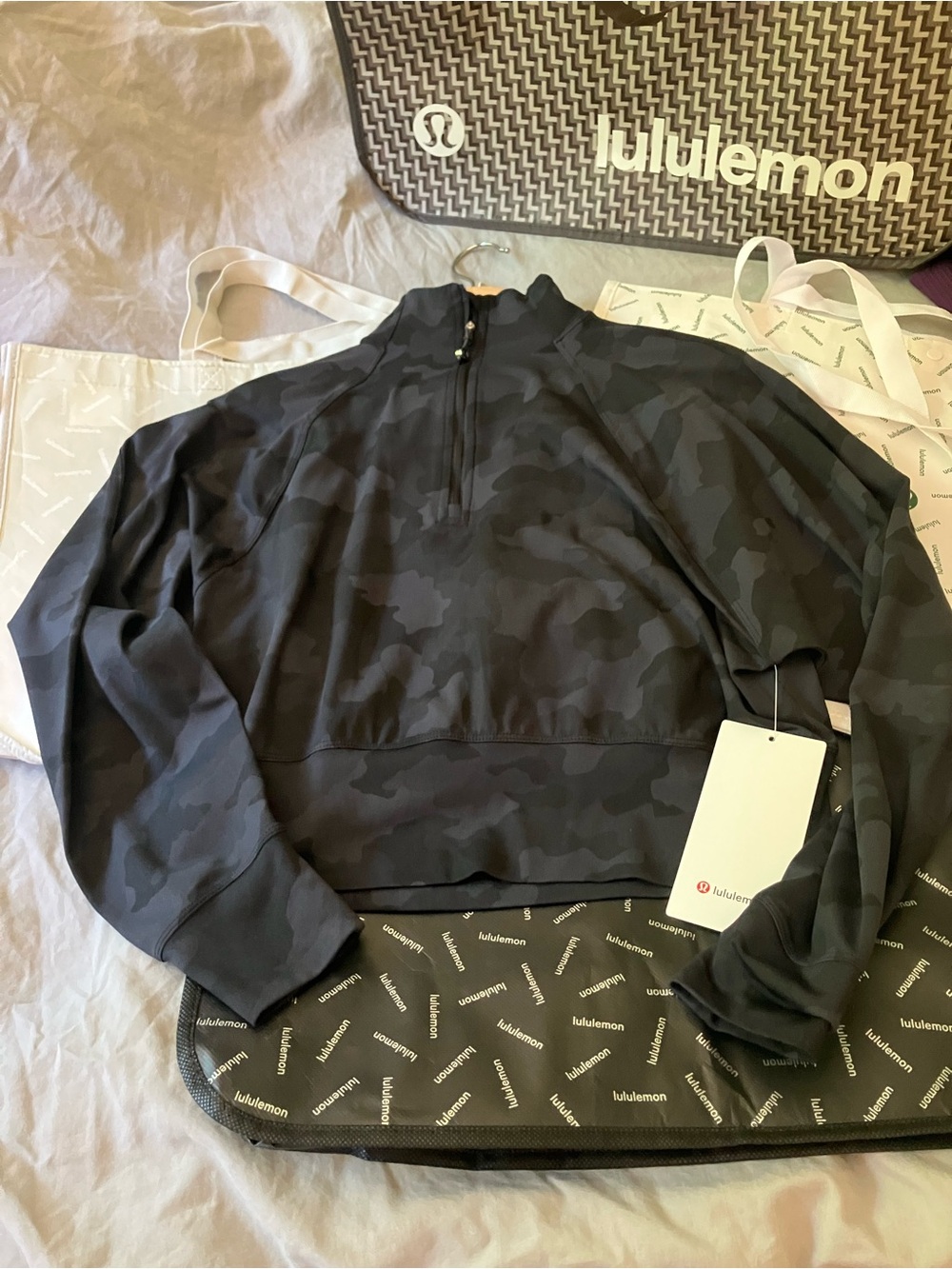 NWT Lululemon Ready to Rulu 1/2 Zip Pullover, Sz 6, Heritage 365 Camo Deep Coal